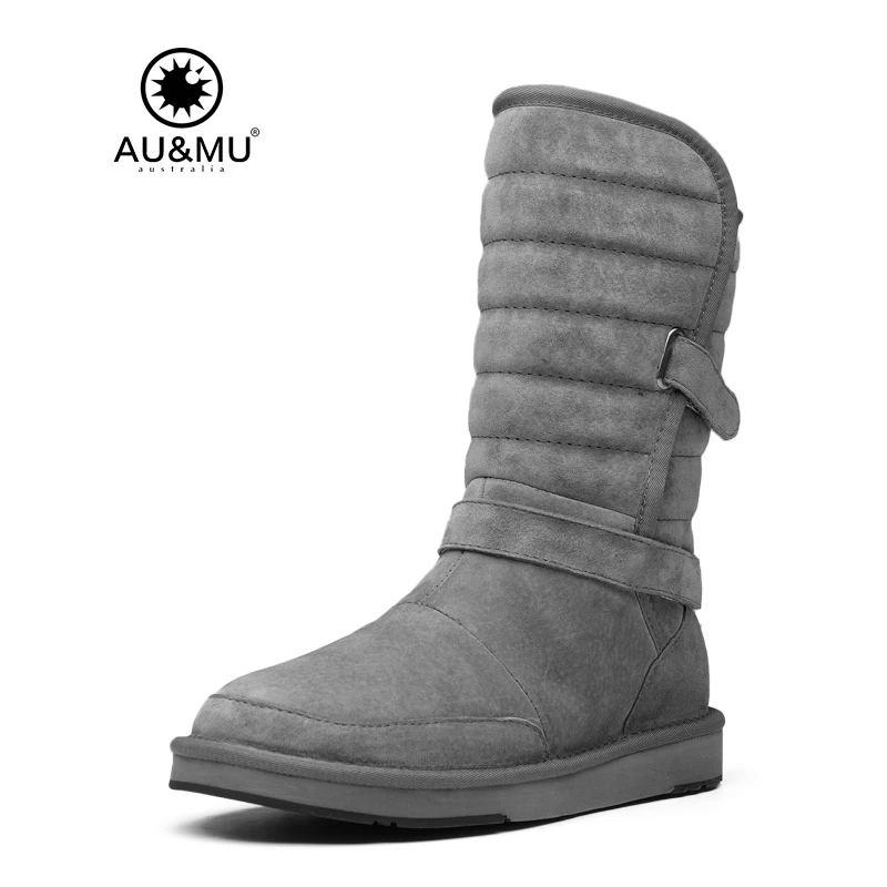

2018 AUMU Australia Flat Suede Elastic Strap Round Toe Rubber Soles Coldweather Snow Winter Boots N384