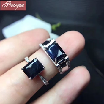 

Trendy Natural Sapphire Rings for Lovers' Men Women 7x9mm Genuine gemstone fine Jewelry good quality 925 Sterling silver #225