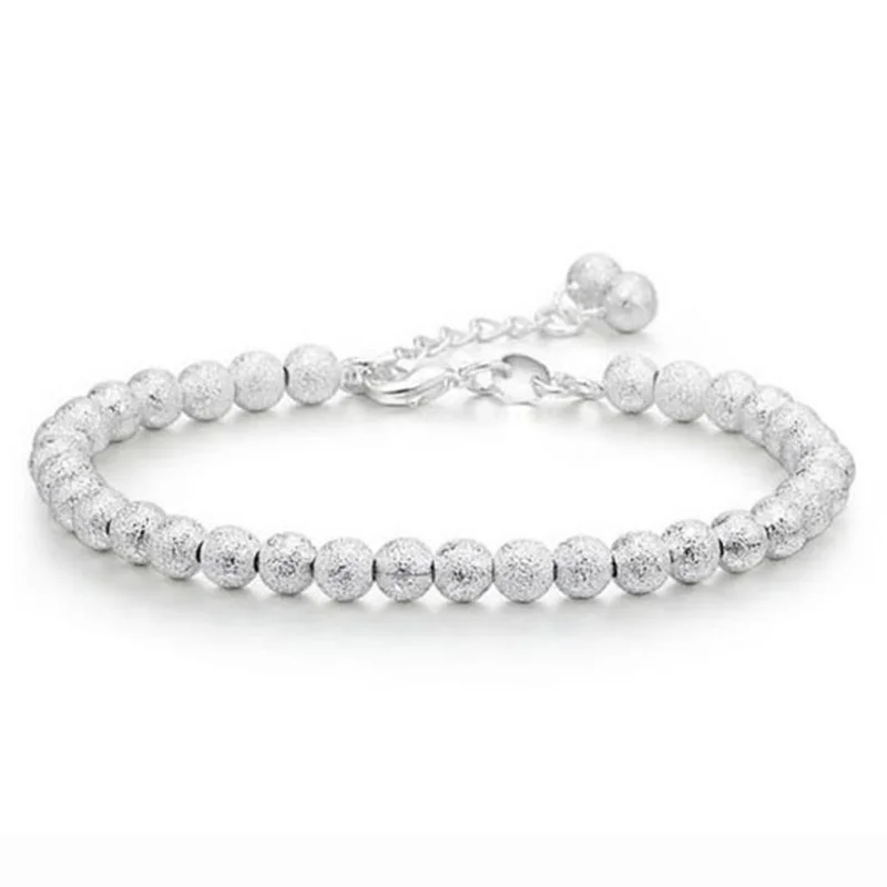 925 Sterling Silver Beads Ball Bracelet Women Charm Bracelets For Girls Bead Hand Chain Jewelry