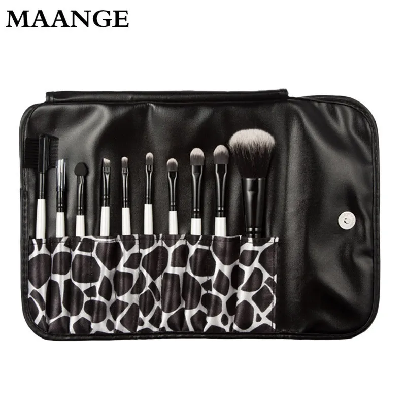

10pcs Maange Brand Professional makeup brushes Set+bag Foundation Eyeshadow hair ovale make up brush maquiagem cosmetics Tools