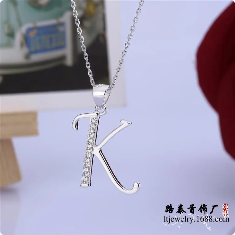 

BLAL011 Zircon 925 silver pendants chains necklaces jewelry Letter K pendants, free shipping