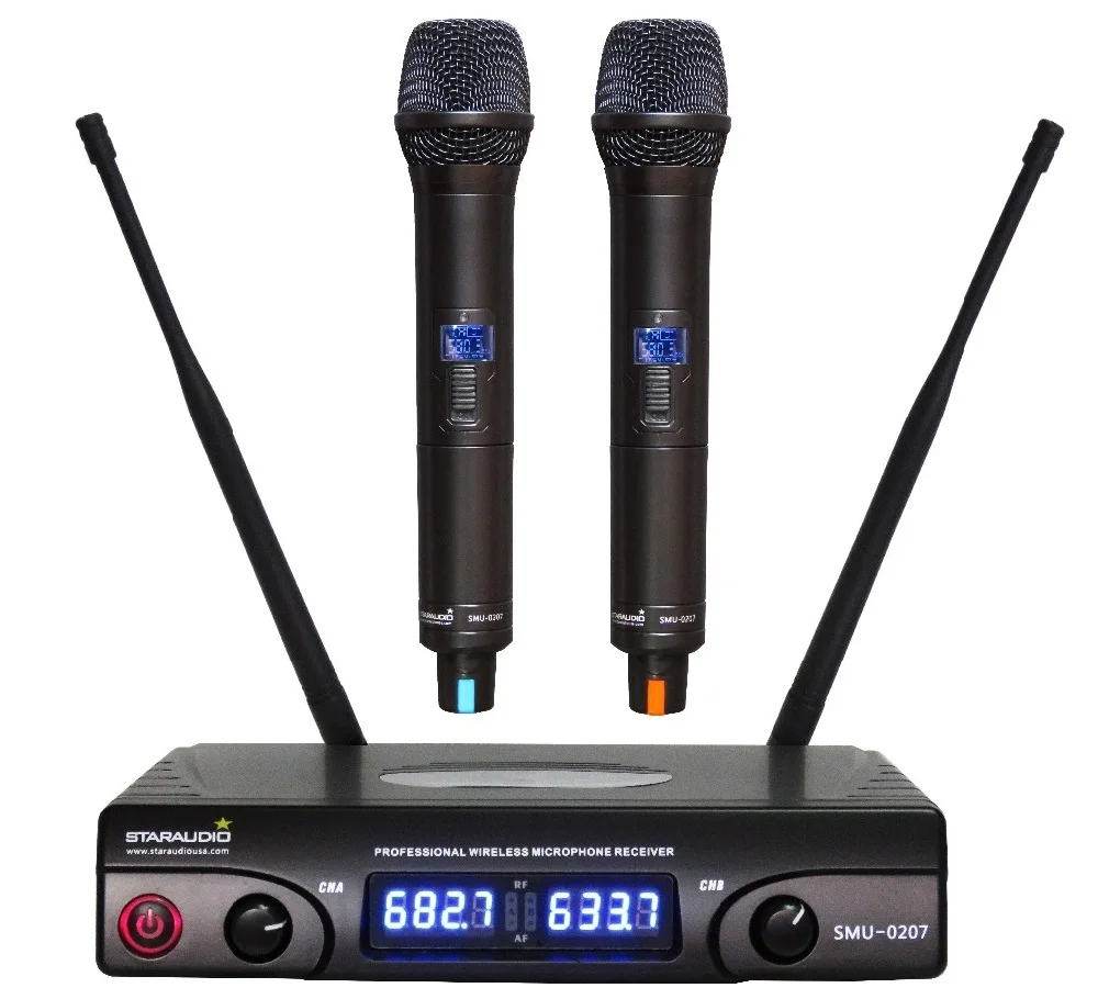 STARAUDIO Professional 2 Channel DJ Stage Church Wireless UHF Handheld