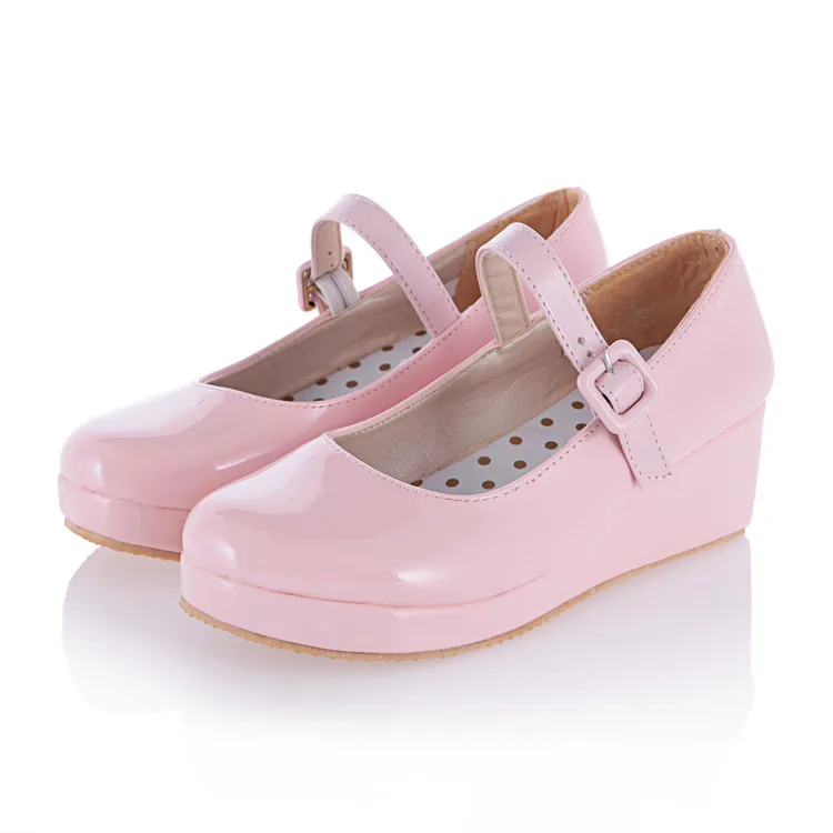 

Anime cosplay sweet lolita shoes thick bottom round head women shoes loli cos game kawaii girl leather shoes