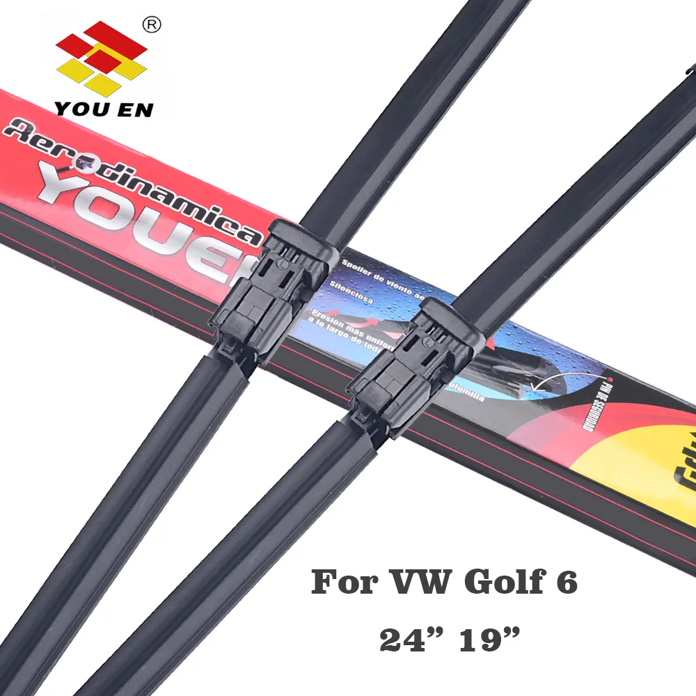 

YOUEN Front Wiper Blades For VW Golf 6 2008 2009 2010 2011 2012 2013 2014 Nature Rubber Windscreen Wipers Car Accessories