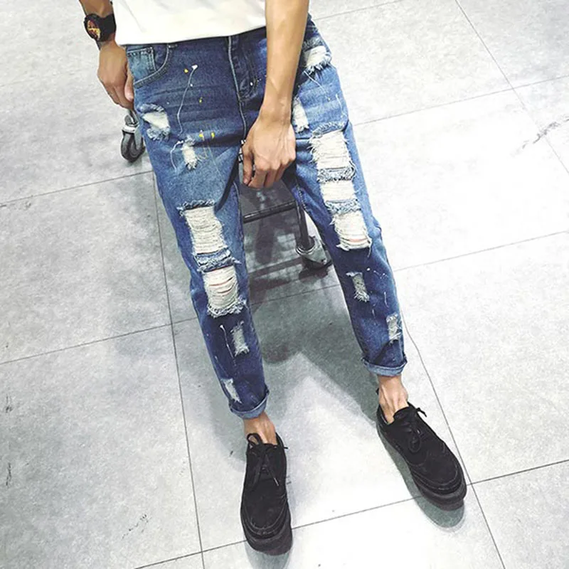 Men Pants New Arrival Thin Paragraph Men Loose Loose Hole Jeans Men ...