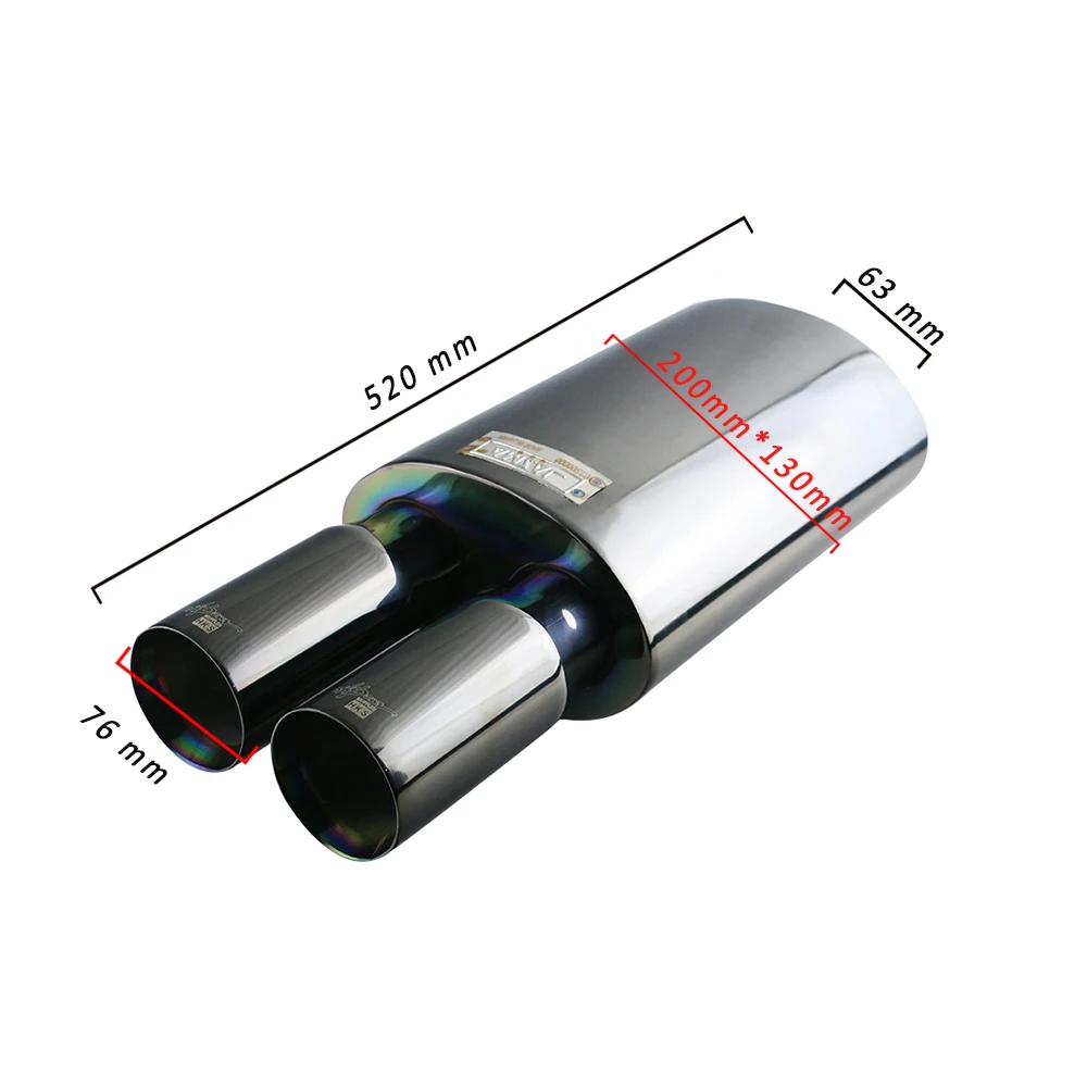 

Free Ship Universal 1PCS Stainless Steel Car Exhaust Tip 2.5'' In Black Sport Sound Muffler For Auto High Quality 1mm Thick