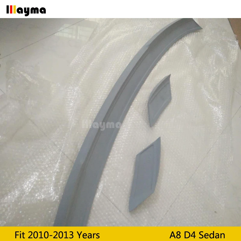 Задний спойлер для багажника из стекловолокна ABT для AUDI A8 D4 2010 2011 2012 2013 года, задний спойлер для автомобиля, матовый серый(3 шт