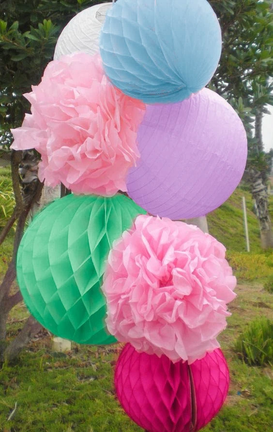 (Mint,Lilac,Pink,White) 7pc Paper Decoration Set(Paper