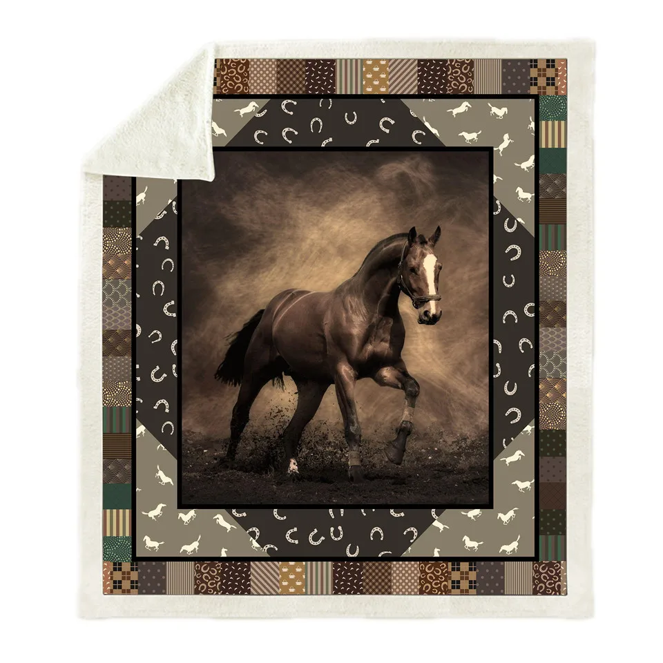 

SOFTBATFY Horse Lover Fleece Throw Blanket Sofa Bedding Blankets Drop Ship