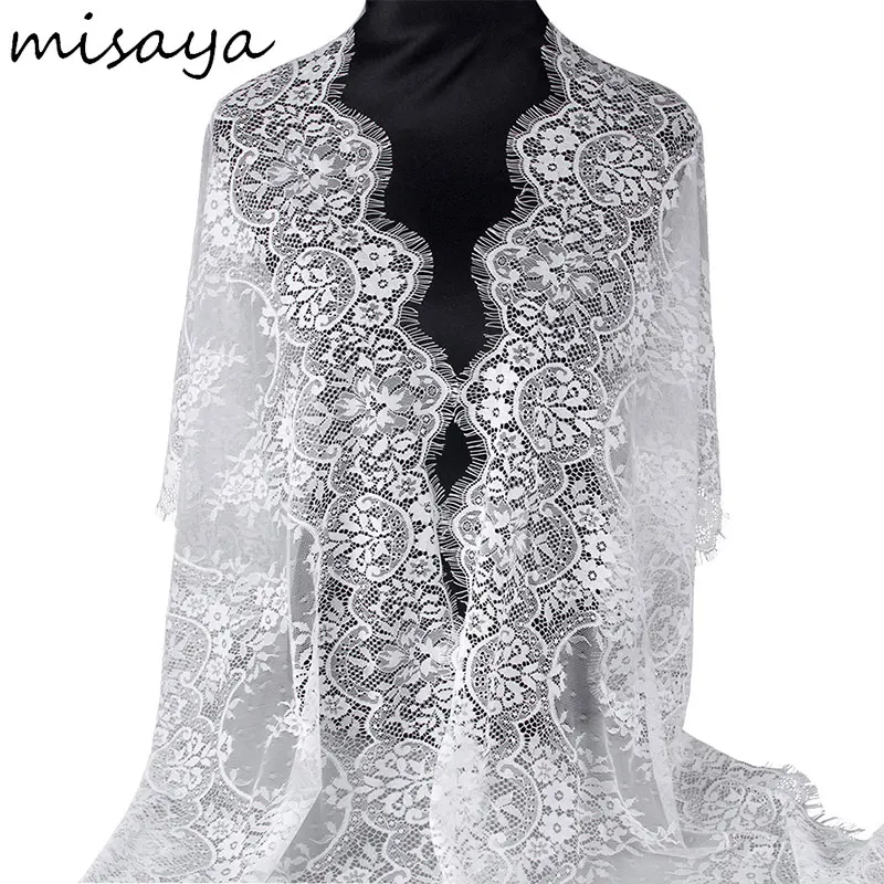 

Misaya 3Yards/lot Big Eyelashes Lace Trim Small Flower 2 colors Lace Fabric Handmade DIY Clothes Accessories Width 46CM
