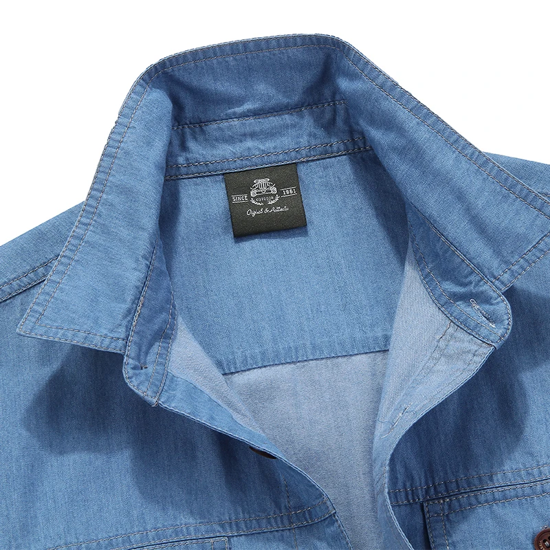 Najtaniej Klasyczne dżinsy koszule mężczyźni natura bawełna 100% oddychająca pot absorpcji krótkim rękawem nowa letnia koszula na co dzień styl angielski