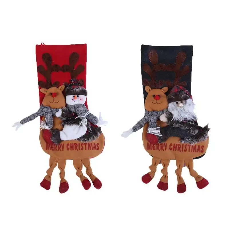 

Santa Claus Snowman Christmas Stocking Gift Bag Candy Bag Socks Non-Woven Fabric New Year Gift Christmas Decorations for Home