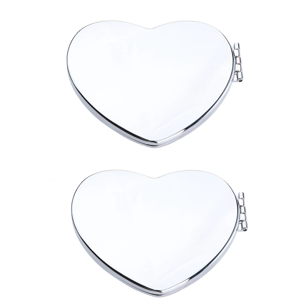 2Pieces Lady Makeup Mirror Portable Compact Pocket Beauty Cosmetic Mirrors Silver