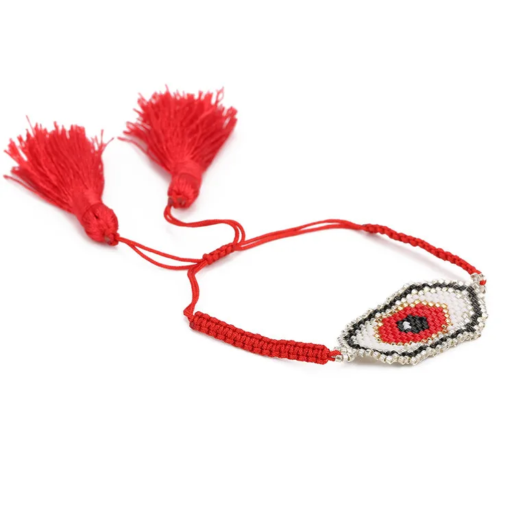SHINUSBOHO Fatima Jewelry Miyuki pulseras Hamas Hand Bracelets Men Red Heart Beads Bracelets for Women Adjustable - Окраска металла: M-B0576-D