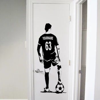 

Soccer Fan Bedroom Door Decals Home Decoration Bedroom Vinyl Wall Stickers Custom Any Names Number Football Sticker Teens A062
