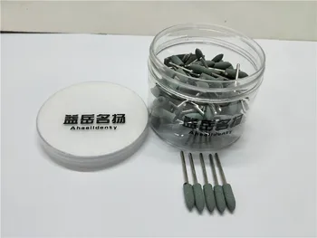 

DENTAL LAB Mounted stone green color slicone carbide medium grit contouring shaping porcelain metals 100 pieces shank 2.35mm