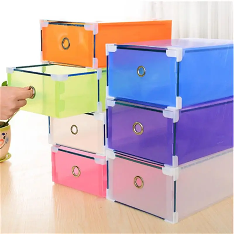 NEW5PCS صديقة للبيئة صندوق تخزين للحذاء حالة شفافة صندوق تخزين من البلاستيك المستطيل ص أداة تنظيم الأحذية سميكة درج الأحذية مربع