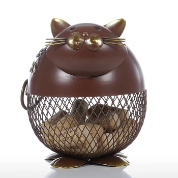 

Cute Cat Wine Cork Container Ornament Storage Jar Box Organizer Home Decoration Iron Animal Craft Gift