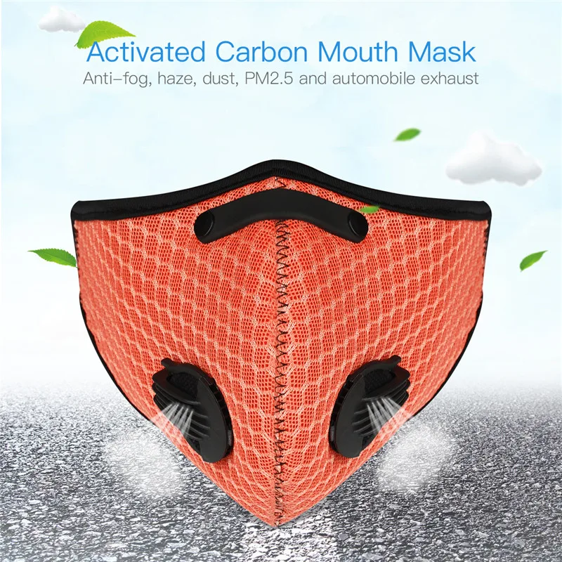 Активированный уголь маска для лица на открытом воздухе крышки рта; Воздухопроницаемый материал; загрязнения уход за кожей лица щит Велоспорт Бег респиратор унисекс