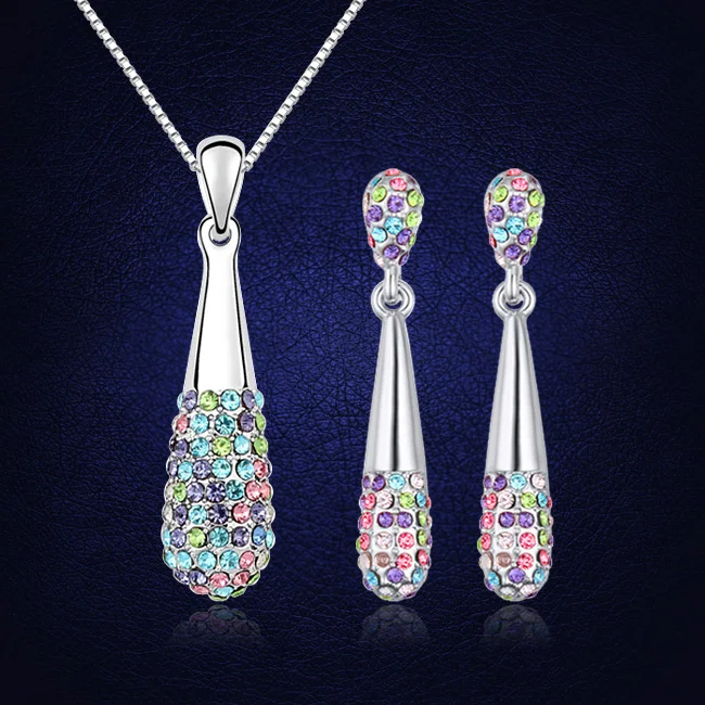 

New Design Crystals From Austria Necklace Earrings Set Fashion Jewelry Sets For Women Party Engagement Jewellery Set