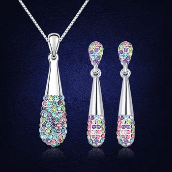

New Design Crystals From Austria Necklace Earrings Set Fashion Jewelry Sets For Women Party Engagement Jewellery Set