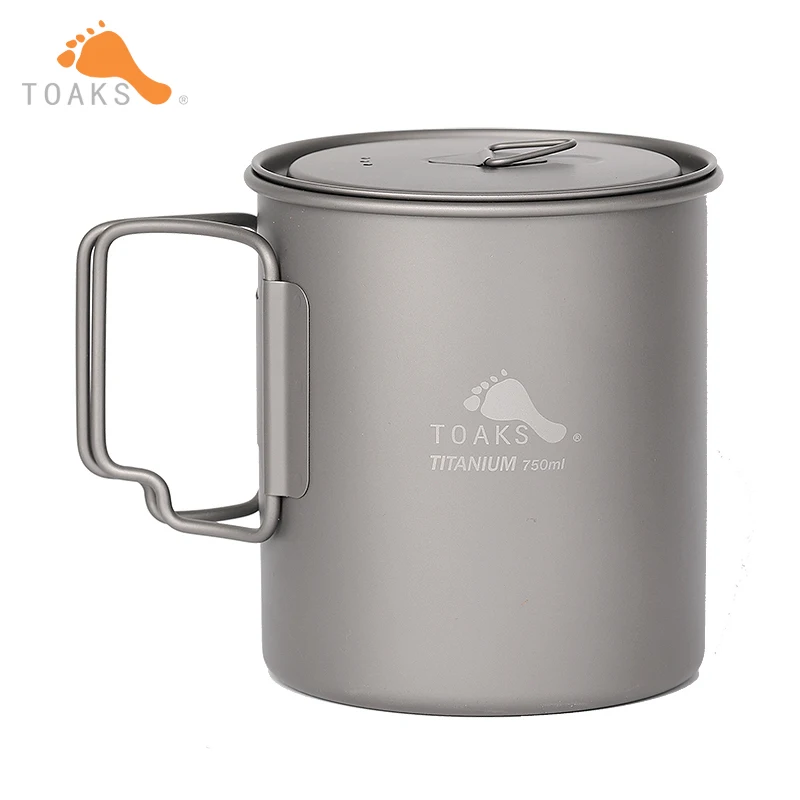 

TOAKS Titanium Pot 750ml Outdoor Camping Pot Picnic Travel Exploration Cooking Pots Ultralight Portable Titanium Cup Mug POT-750