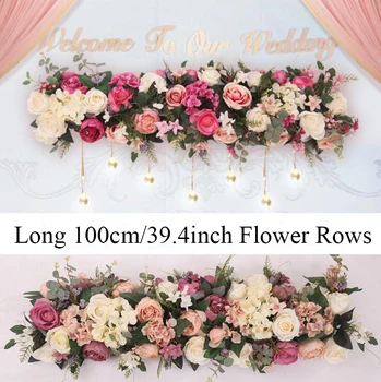 

Wedding decoration arch flower row 1 Meter 39.4" flower string vintage artificial rose hydrangea wedding arch flower