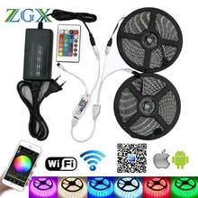 ZGX Wifi Controller 5050 RGB LED Strip light 60led/m neon lamp Waterproof Decor Flexible Tape diode ribbon DC 12V adapter set