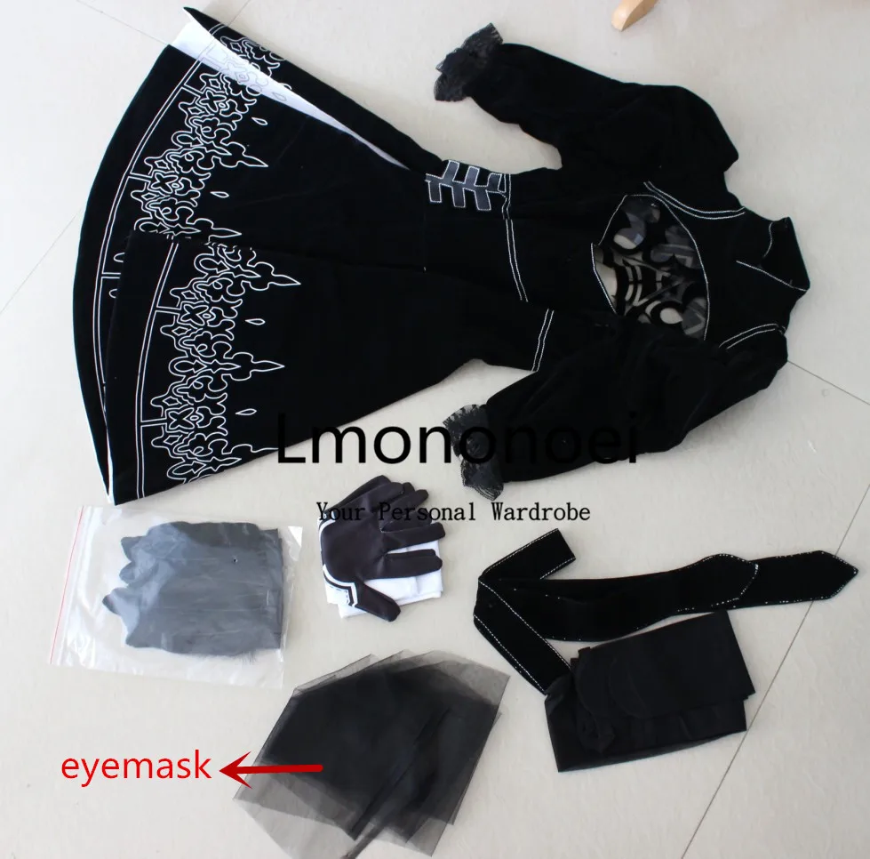 

Nier Automata 2B YoRHa No. 2 Model B Neal era actress Cosplay Costume Dress Glove Eyemask socks