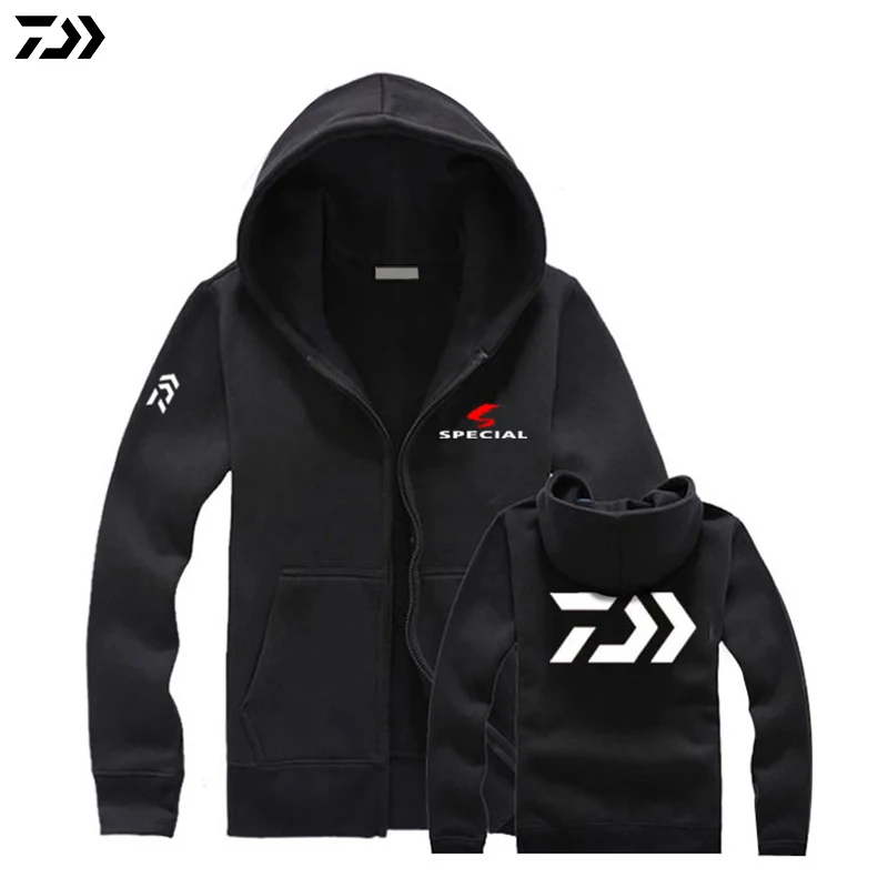 

2019 DAWA Autumn Winter Men Keep Warm Fishing Clothes Zipper Sweater Shirt Jacket Outdoor Sports Fishing Hooded Jacket