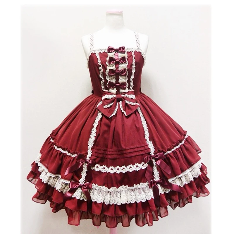 Lolita Party Bal Jurk Vintage Kant Rok Sling Jurk Lolita Cosplay Kostuum Gratis Verzending Lolita Party Bal Jurk Vintage Kant Rok Sling Jurk Lolita Cosplay Kostuum Gratis Verzending