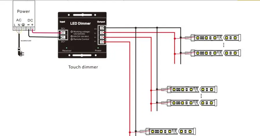 DC12-24V LED  Touch Dimmer with RF Wireless controller-connecting