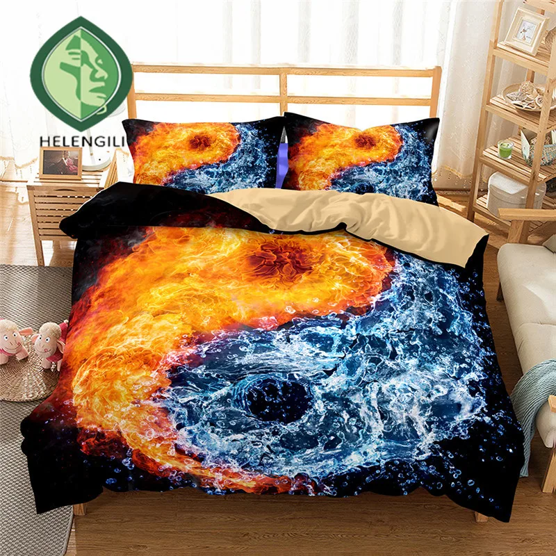 Helengili 3d Bedding Set Yin Yang Print Duvet Cover Set Lifelike