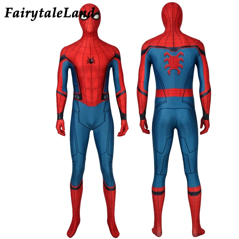 

Movie Spider-Man far from home Cosplay Costume Superhero Peter Parker Jumpsuit Spider man Elastic Bodysuit with Mask Custom made