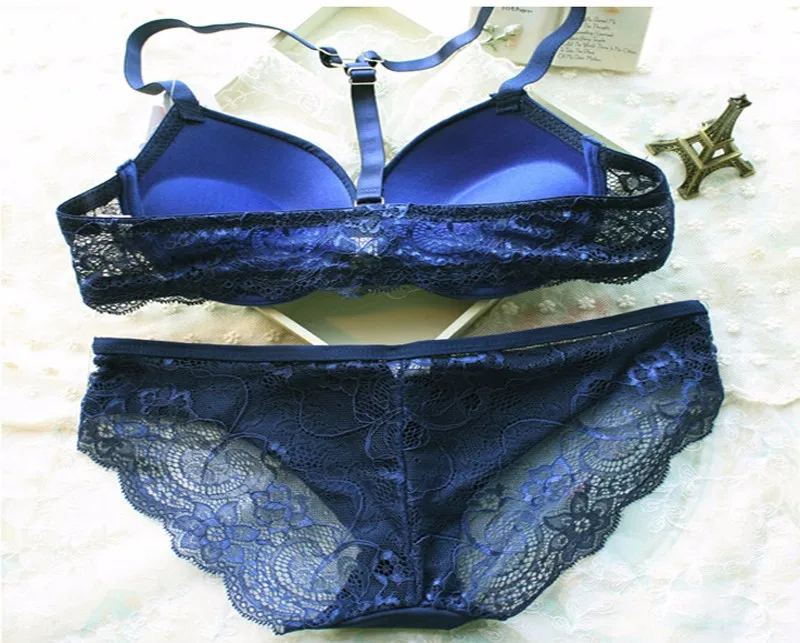 sheer bra and panty sets 2017 Fashion Sexy Front Closure Push Up A/B cup Seamless Bra Embroidery Floral Lace Racer Back Racerback Bras Underwear Sets bra and knicker sets cheap