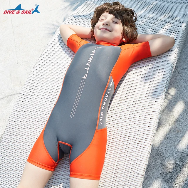 Special Price Kids Boys Swimsuit UPF50+ One-Piece Rash Guard Swimsuit Jump Suit Dive Skin Sun UV Protective Back Zipper Girls Child 3-12 Years