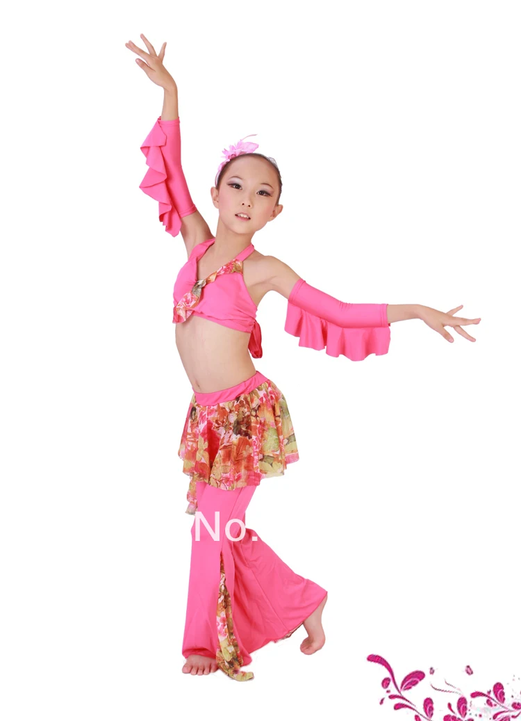 Детский комплект для танца живота, танцевальная одежда, детский костюм для танца живота, дешевая одежда для выступлений, 2 предмета, 2 цвета