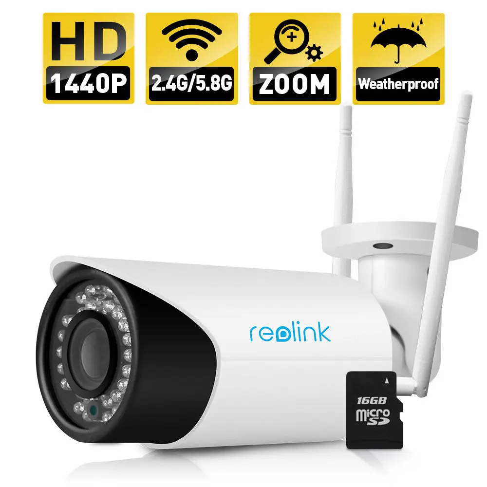 Reolink RLC-411WS 4MP 1440P Security IP Camera 4X Optical Zoom WIFI Built-in 16GB SD Card Outdoor Waterproof Bullet IP Camera