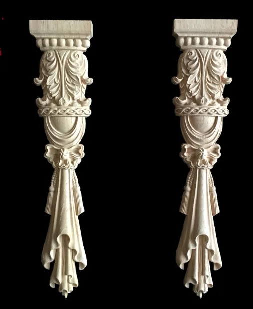 30x6 5cm European Style Furniture Stigma Rome Column Carved Wood Decoration