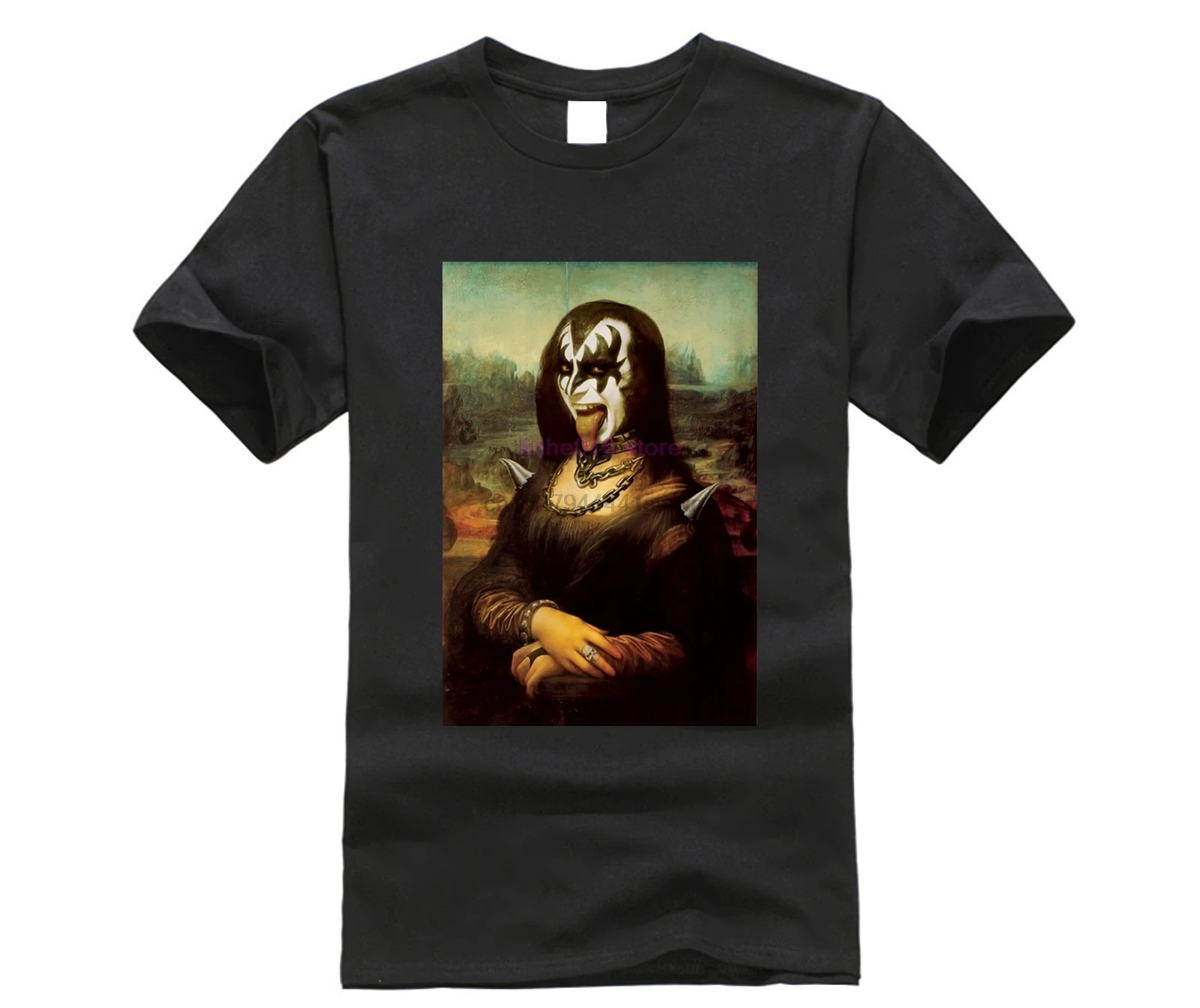 Mona Lisa Kiss футболка новые создания эсминец неоновый рок любовь лицо ген пистолет | Мужские футболки -4000027613253