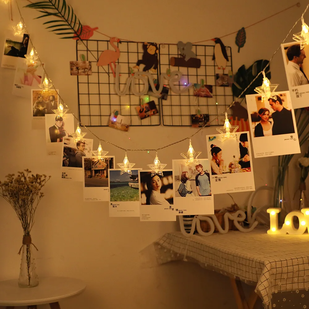 

6M 3M 1.5M Star Photo Card Clip Fairy LED String Light Home Christmas Holiday Decoration USB/Battery Powered Lamps