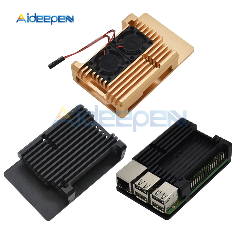 

CNC Aluminum Alloy Case Shell Box Enclosure With Dual Cooling Fan Heat Sink Heatsink+Screwdriver For Raspberry Pi 4 Model /B 3B+
