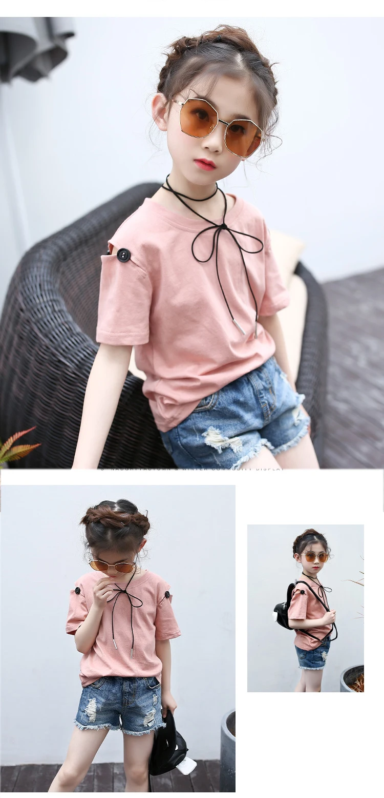 bow off shoulder cotton t shirt for girls kid 10 11 12 years clothes summer 2018 casual tees tops for baby big girls clothing (14)