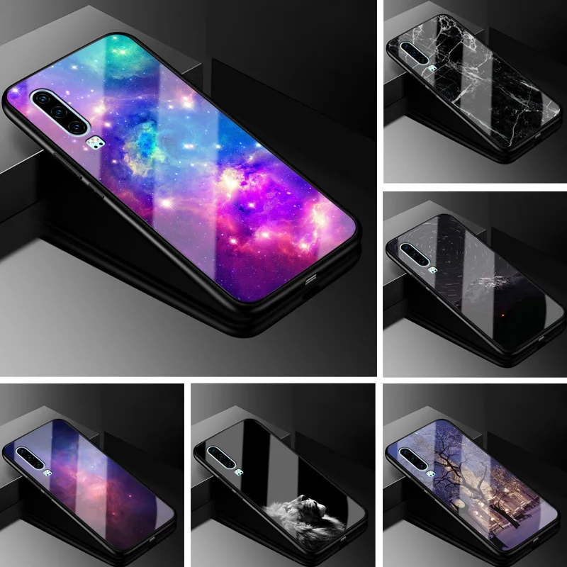

E For Huawei P30 Case P 30 Glass Hard Case For Huawei P30 Pro Case P30Pro Tempered Cool Fashion for Huawei P30 Lite P30Lite