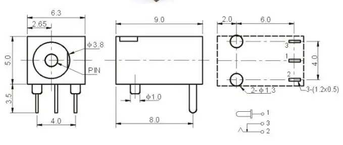 10 шт. DC приз de Courant DC003 DC003A 3 pieds 5 v 2A DC-003A 3,5*1,3 мм DC003A