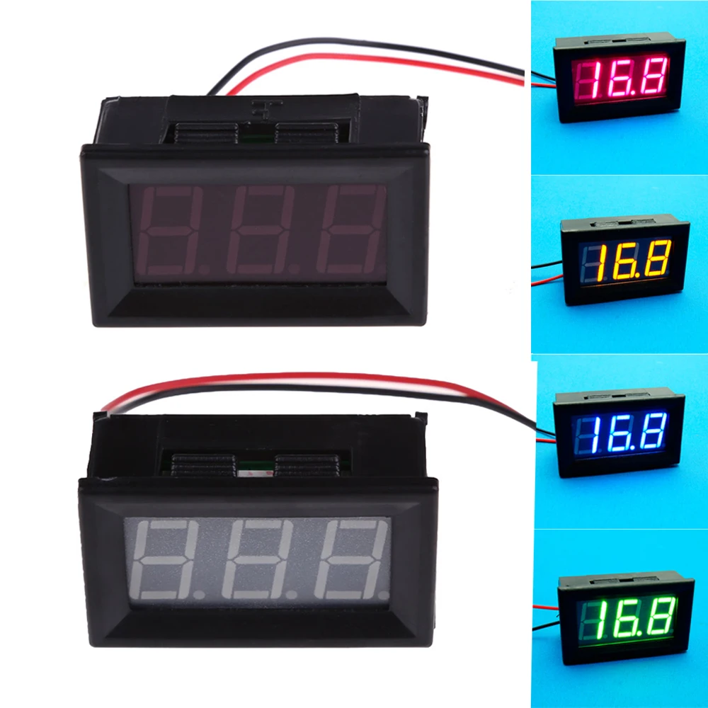

DC 5V-120V Digital Voltmeter Panel Gauge 2 Wires 0.56 Inches LED Mini Voltage Meter Table Green Blue Yellow Display FULI