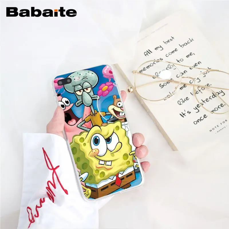 Babaite SpongeBob SquarePants Sponge Bob Phone Case for iPhone 6S 6plus 7 7plus 8 8Plus X Xs MAX 5 5S XR 10