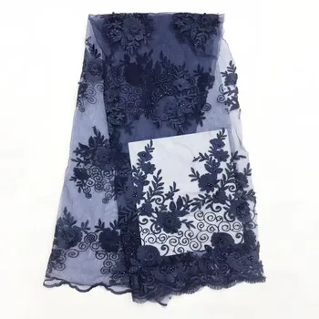 

Small flower 3D embroidery style hot drilling African lace nylon lace French mesh gauze skirt wedding dress 5 yards