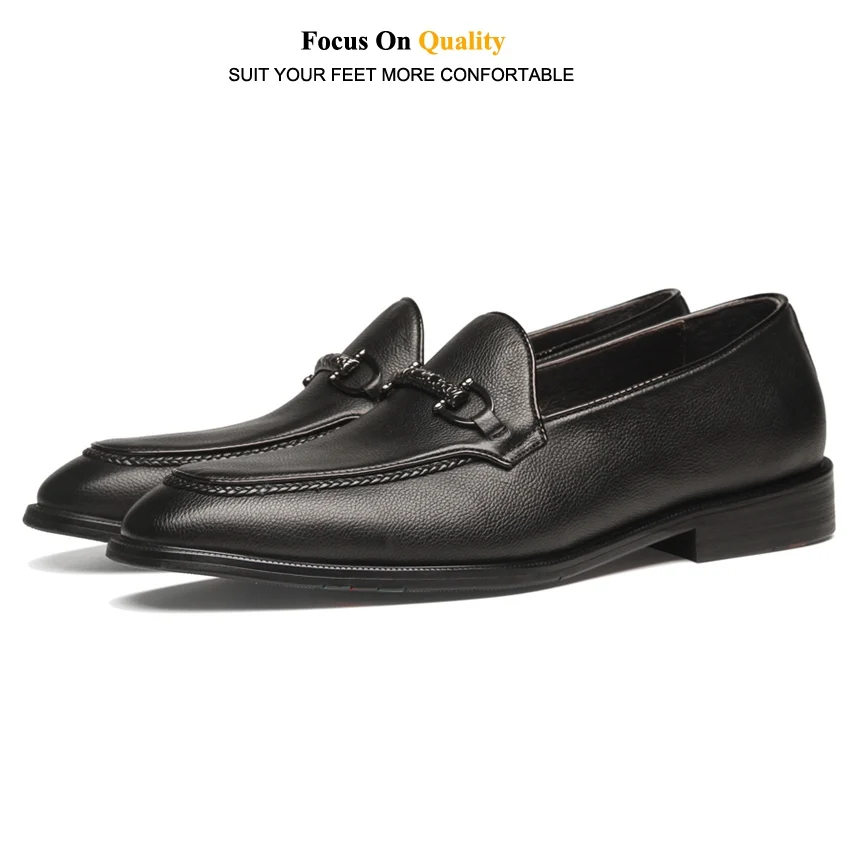 Высокое качество, удобные туфли на плоской подошве с металлическим наконечником, натуральная кожа, мужские деловые лоферы на низком
