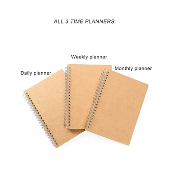 

Vintage Kraft Paper Monthly Daily Weekly Planner Notebook Stationery Spiral A4 Notebook Paper Office School Travelers Gift